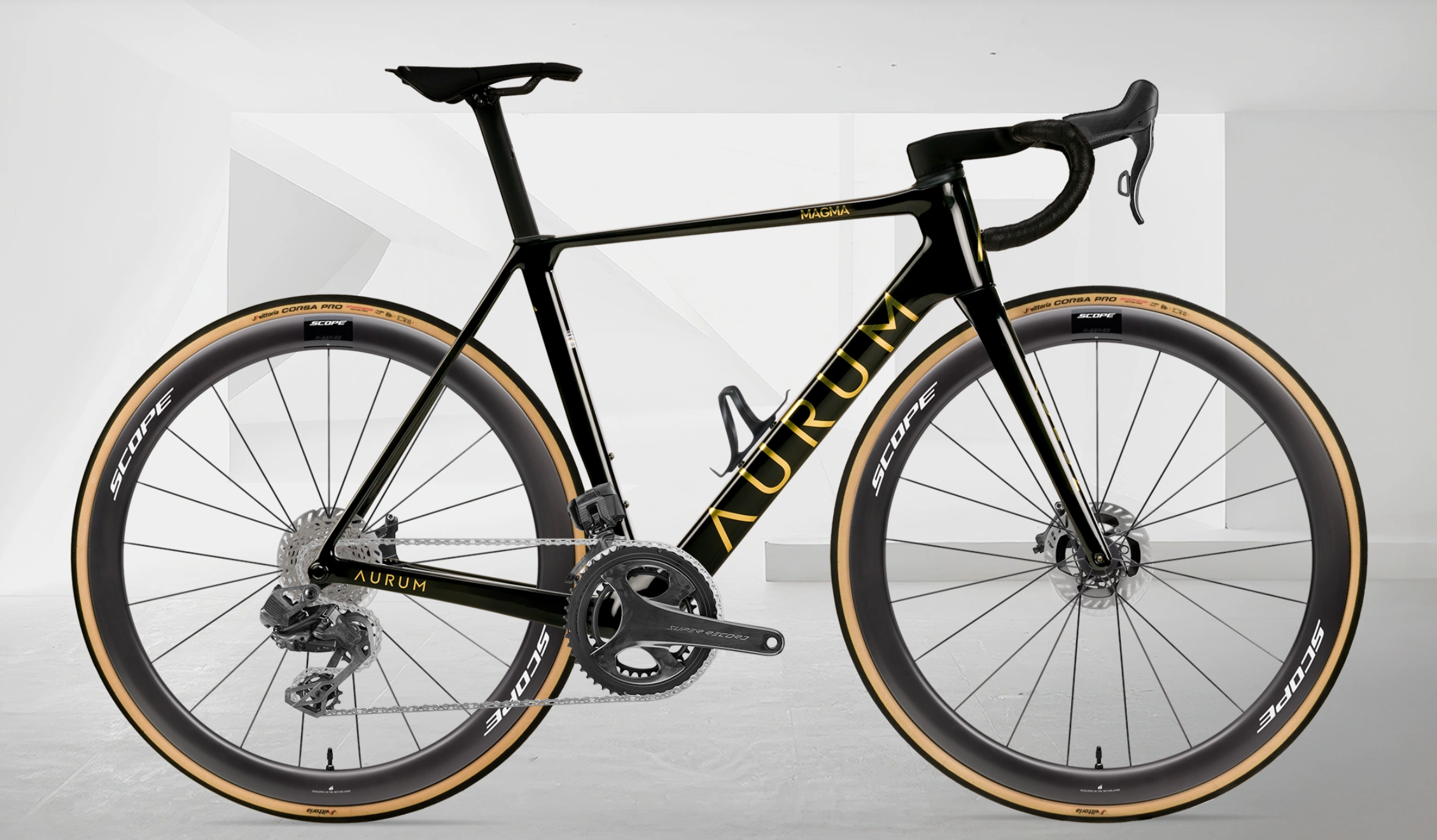 AURUM MAGMA aero landeveissykkel i karbon med Campagnolo Super Record Wireless og Scope R-series 4/6 karbonhjul, sideprofil