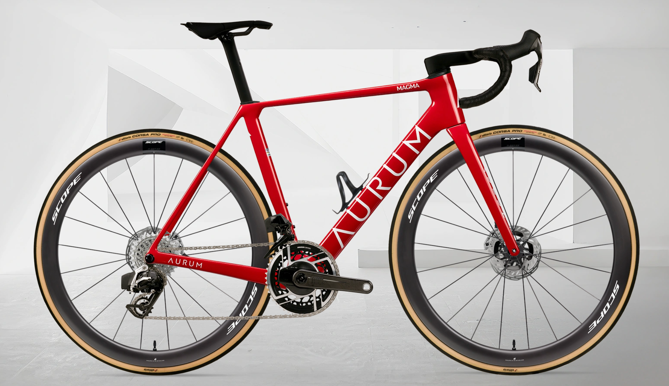 AURUM MAGMA aero landeveissykkel i karbon med SRAM RED AXS E1 og Scope R-Series 4 hjul – levert i Norge