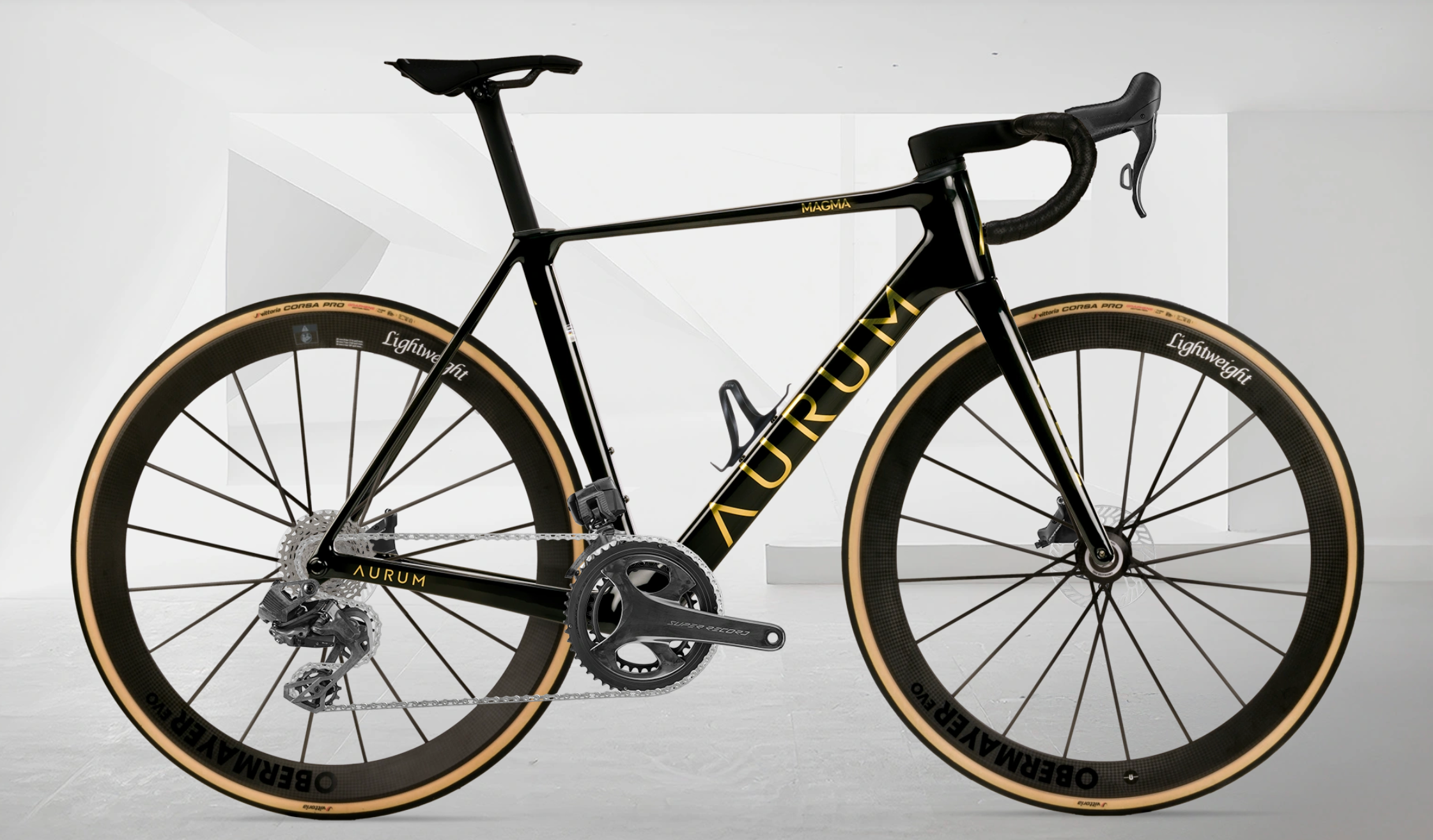 AURUM MAGMA aero landeveissykkel i karbon med Campagnolo Super Record Wireless og Lightweight Obermayer karbonhjul, sideprofil
