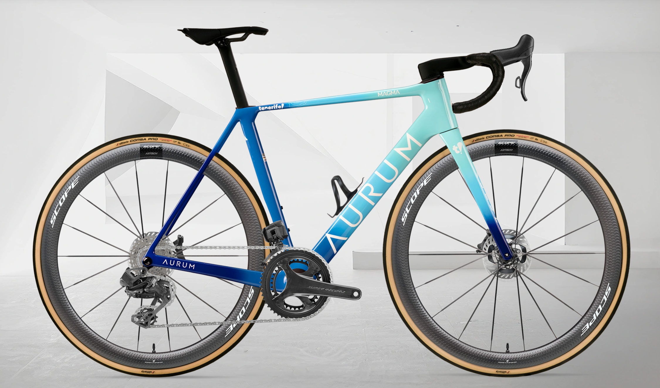 AURUM MAGMA aero landeveissykkel i karbon med Campagnolo Super Record Wireless og Scope Artech 4/6 karbonhjul, sideprofil
