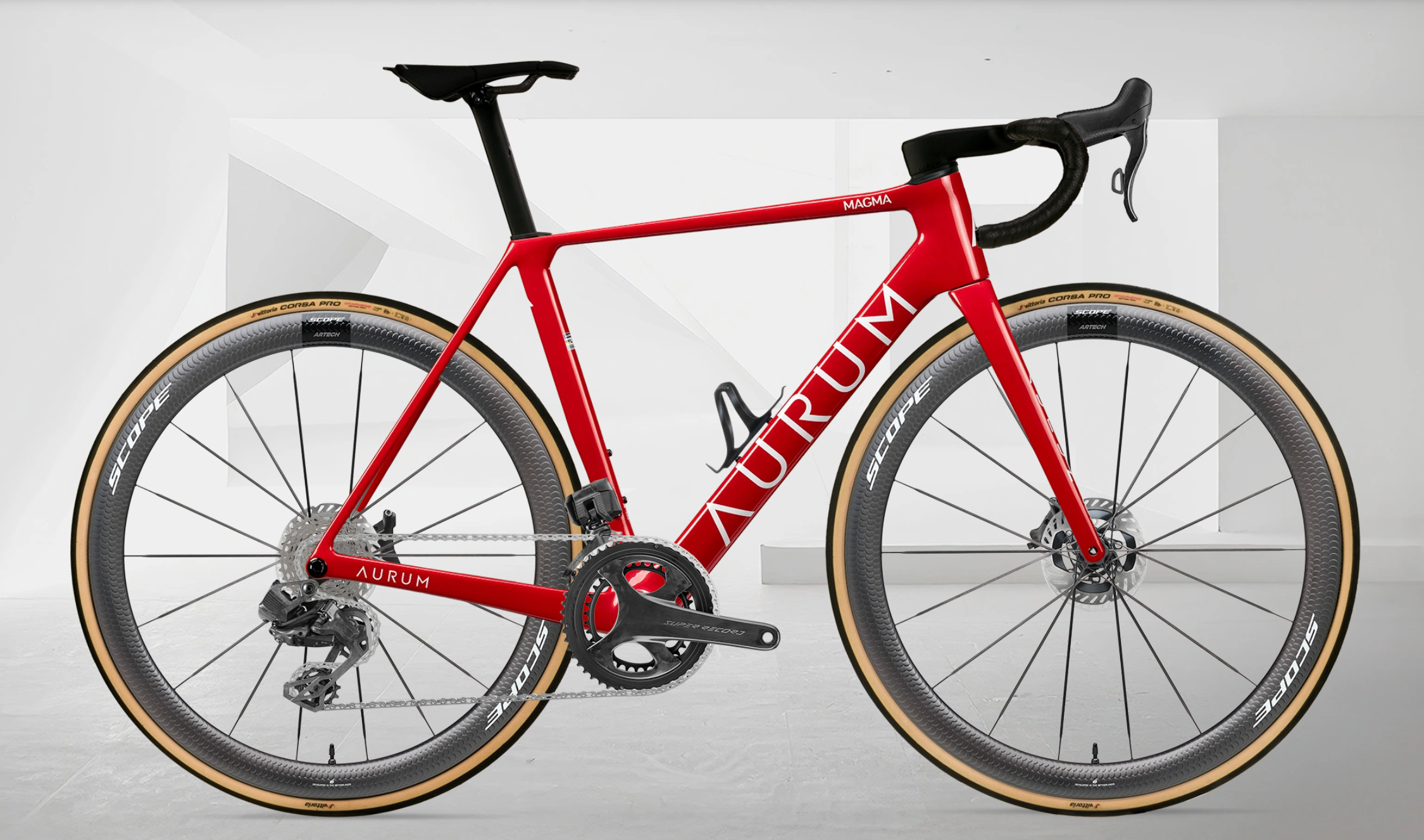 AURUM MAGMA aero landeveissykkel i karbon med Campagnolo Super Record Wireless og Scope Artech 4/6 karbonhjul, sideprofil
