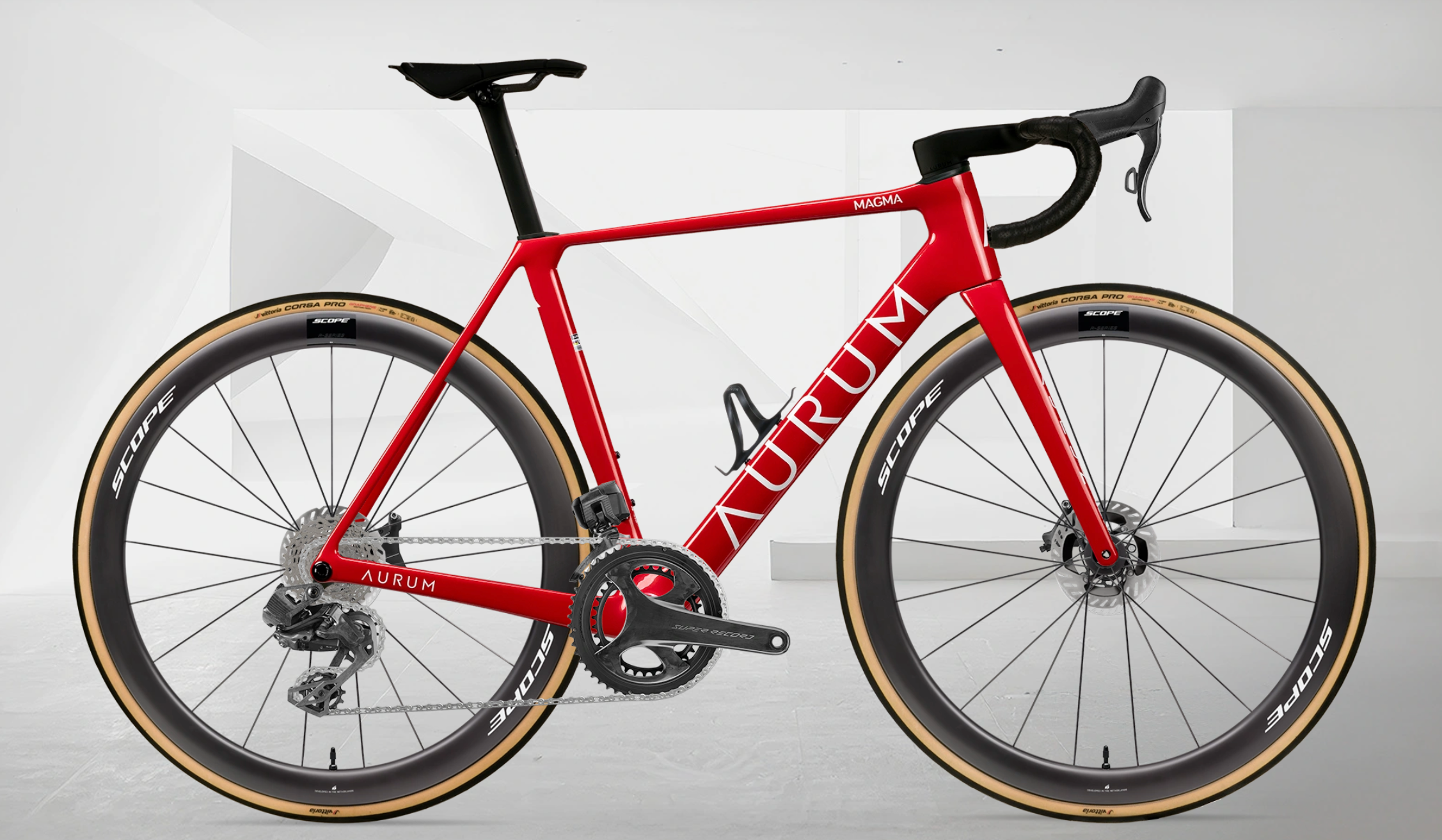 AURUM MAGMA aero landeveissykkel i karbon med Campagnolo Super Record Wireless og Scope R-series 4/6 karbonhjul, sideprofil