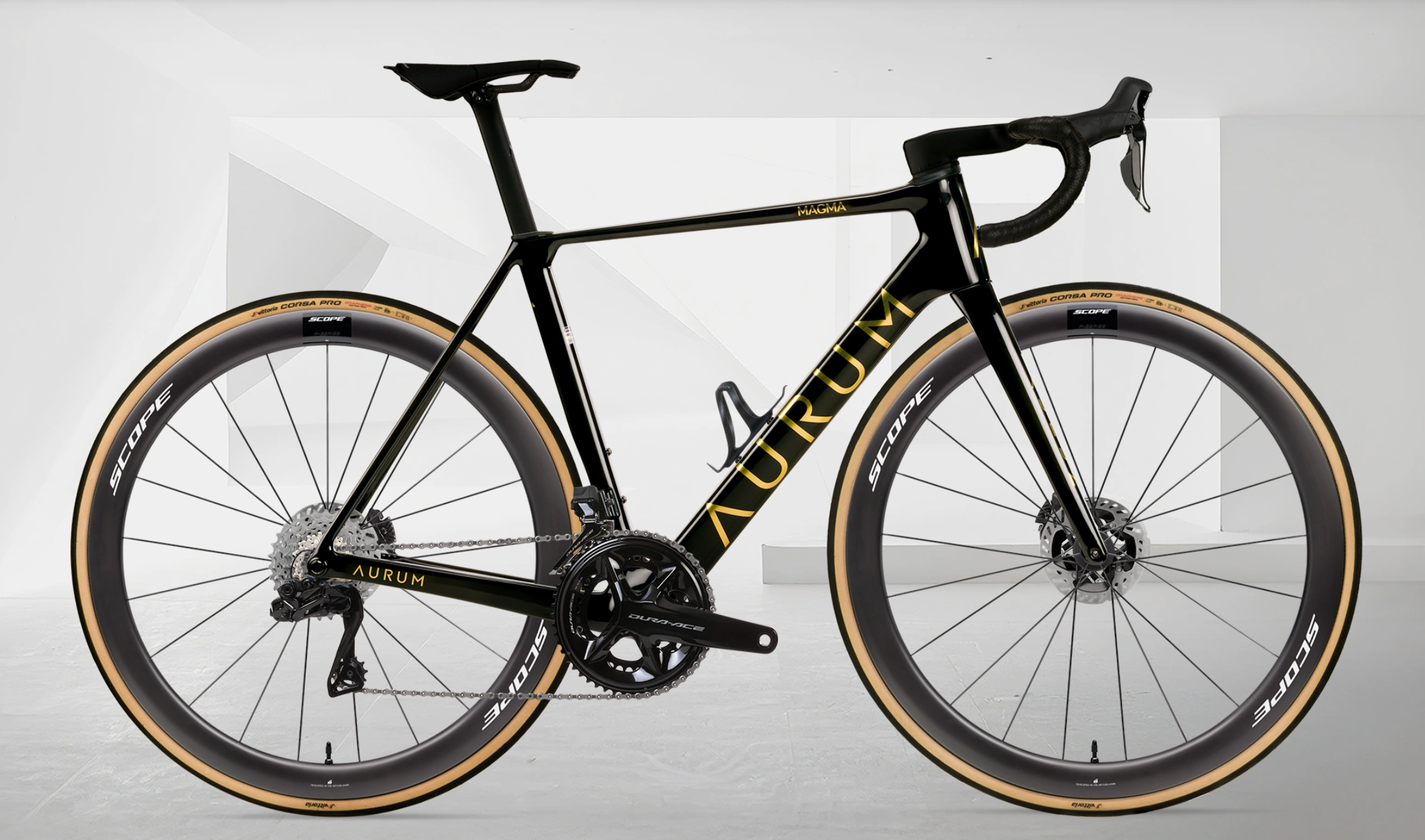 AURUM MAGMA aero landeveissykkel i karbon med Shimano Dura-Ace Di2 og Scope R4 karbonhjul, sideprofil