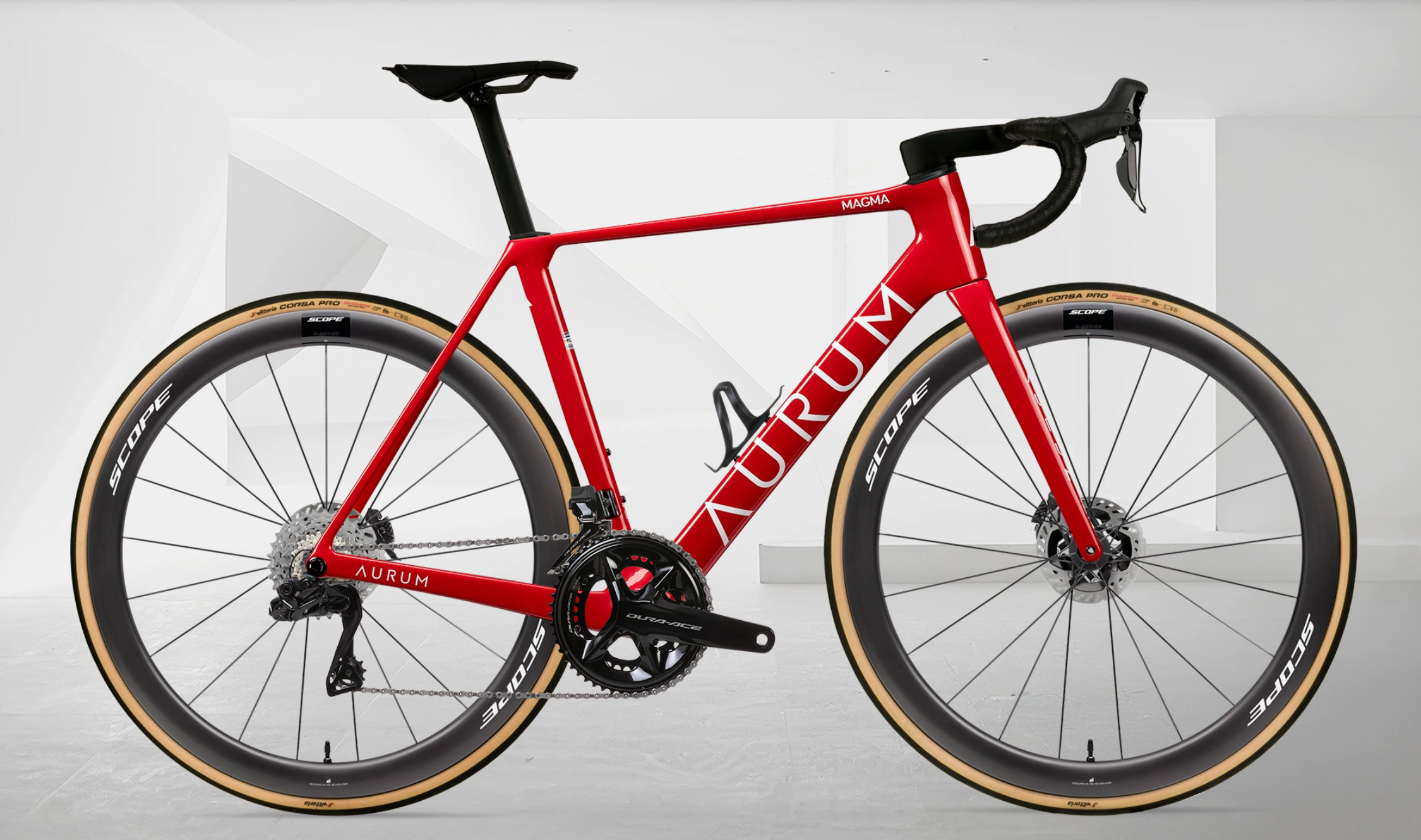 AURUM MAGMA aero landeveissykkel i karbon med Shimano Dura-Ace Di2 og Scope R4 karbonhjul, sideprofil