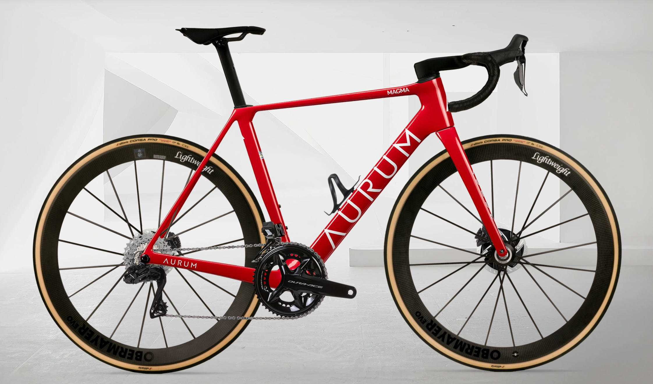 AURUM MAGMA aero landeveissykkel i karbon med Shimano Dura-Ace Di2 og Lightweight Obermayer karbonhjul, sideprofil