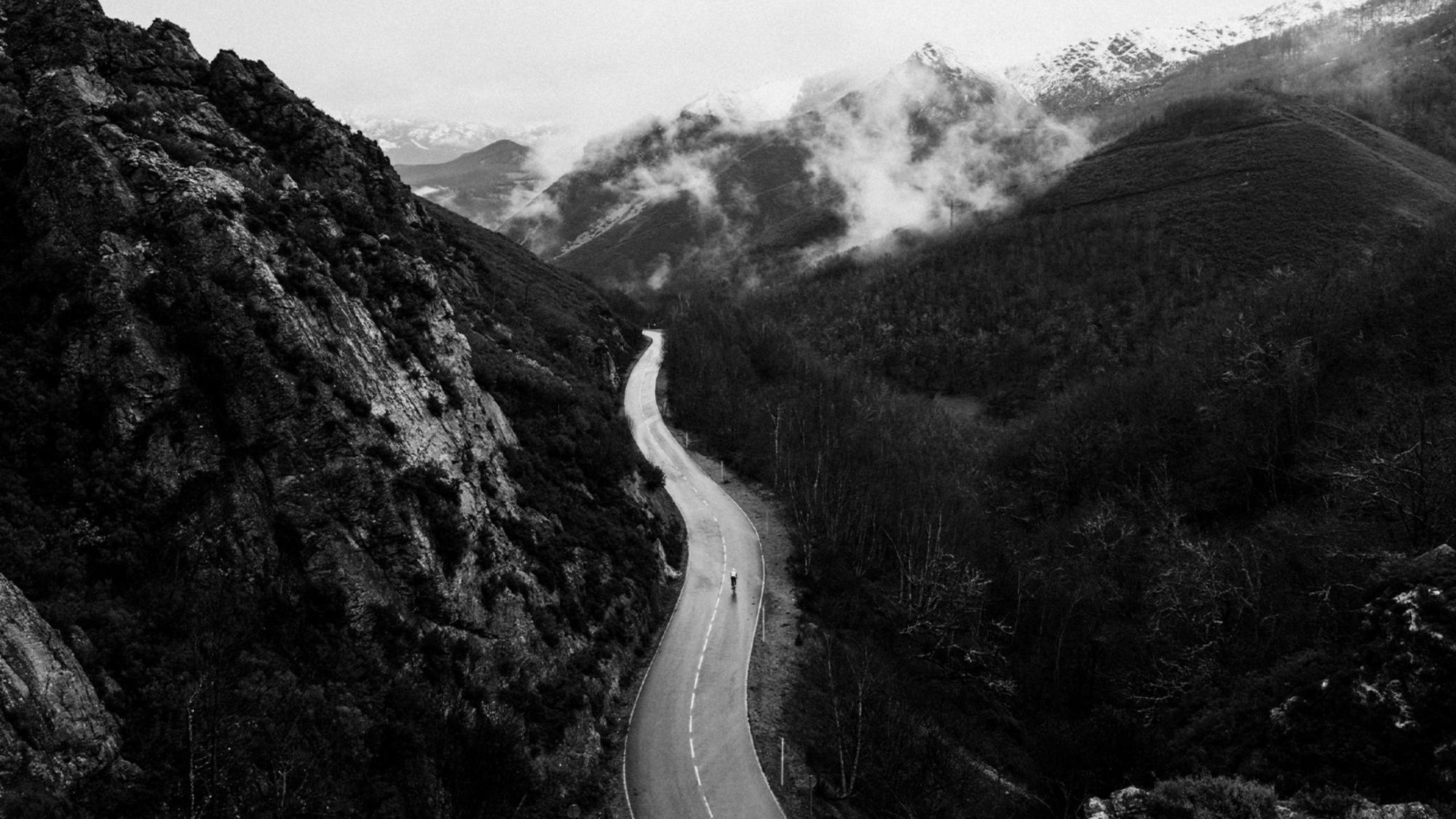 Winding road through a mountainous landscape